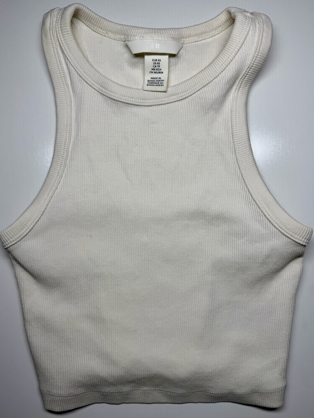 H&M White Cropped Tank Top Women’s XS